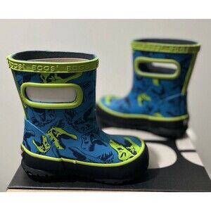 NWB Bogs Skipper Cool Dinosaurs Rubber Rain Boots Kids Toddler 6 Blue Green